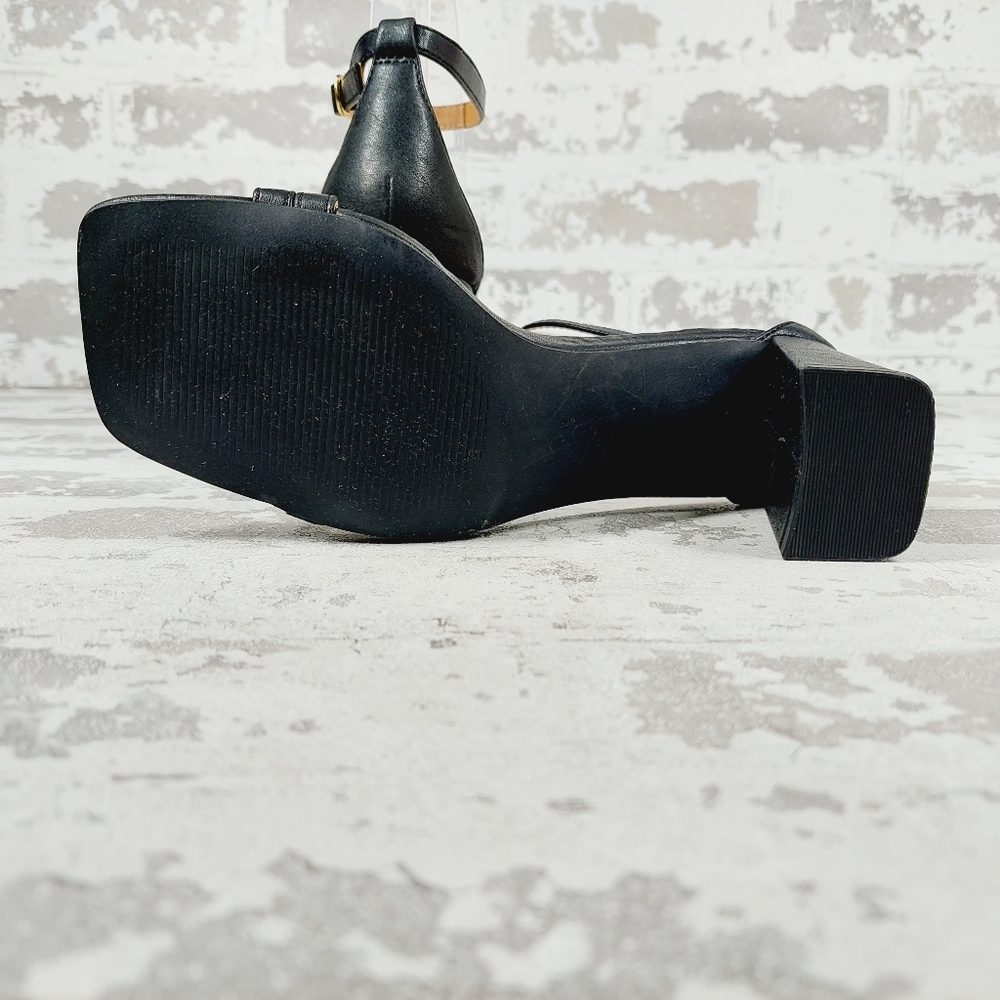 NEW Nordstrom Ellie Double Strap Heeled Sandals In Black I178 - Picture 9 of 14